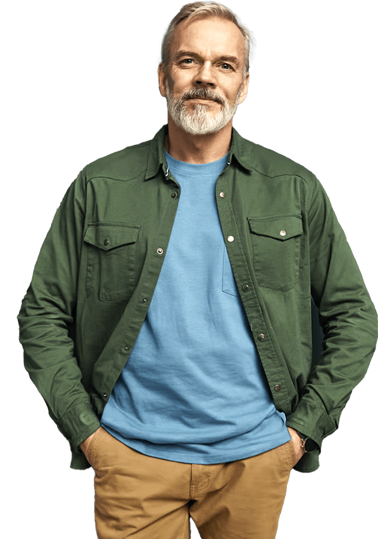 Senior Man Standing Hands in Pockets