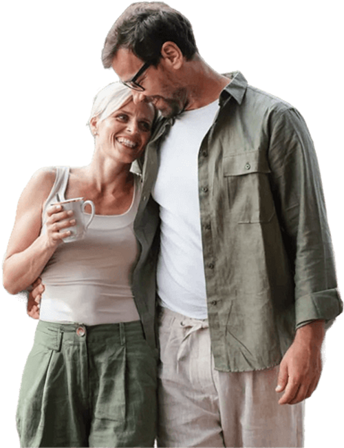 Couple Walking Smiling Coffee
