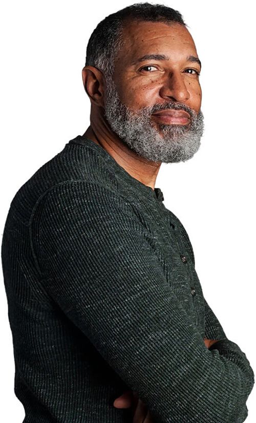 Mature Man Gray Shirt Smiling