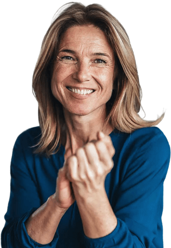 Woman Smiling Blue Sweater