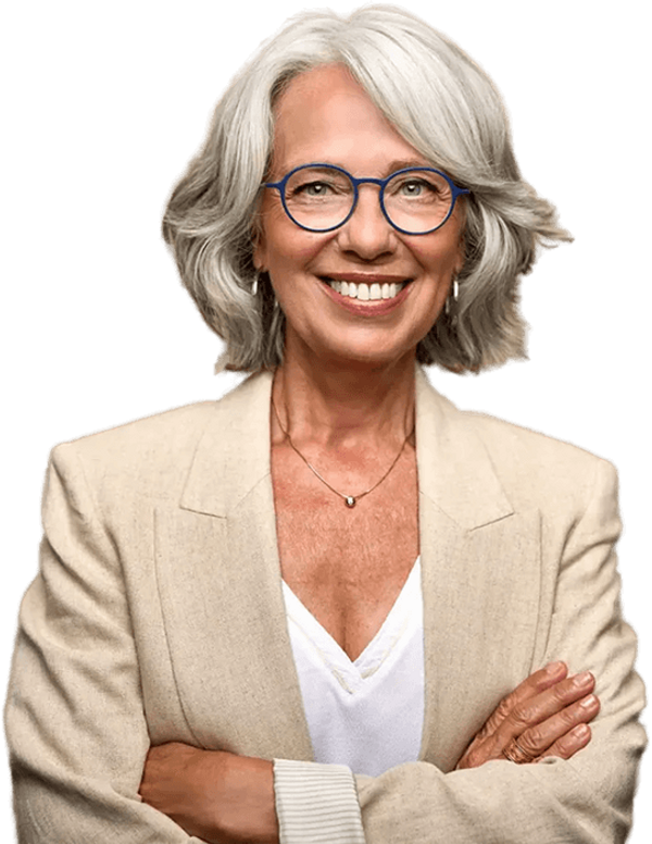 Mature Woman Beige Jacket Smiling