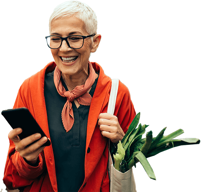 Mature Woman Smiling Phone